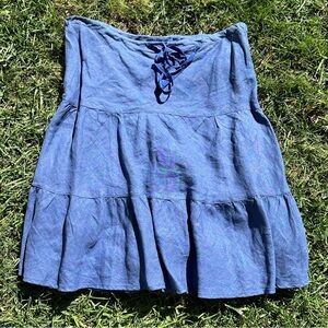 blue linen skirt